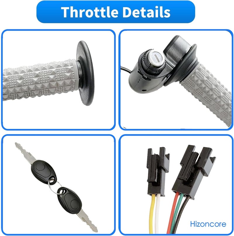 Hizoncore Full Twist Throttle Compatible with Ridstar Q20, True Plug and Play Taper Handles Ebike Throttle 12V-72V Wide Voltage with Key Lock, Fits E-Bike and E-Scooter - Image 4